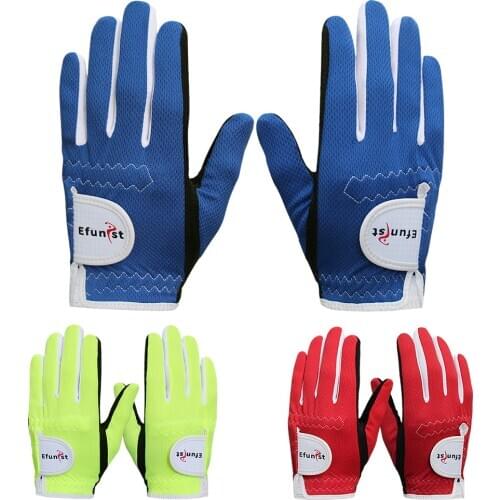 1 Pair Golf Gloves Kids Junior Children Left Right Hand Rain Grip 3D Performance Mesh Non-slip Micro Soft Fiber