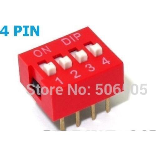10pcs 4 Position 4Pin DIP Switch 2.54mm Pitch 2 Row 4P Slide DIP Switch