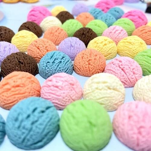 20Pcs/lot Mixed Style Ice Cream Ball Resin Simulation Food Home Decor Brooch Refrigerator Magnet DIY Crafts Phone Case Accessory