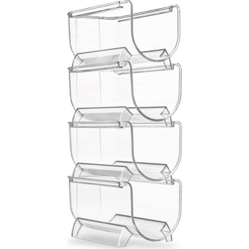New 4Pcs Refrigerator Wine Holder,Clear Stackable Plastic Wine Rack Storage Water Bottle Organizer Water Bottle for Fridge