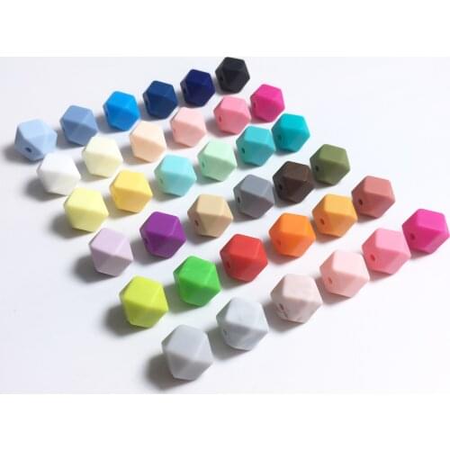 50pc Hexagon Silicone Beads Teething 17mm Baby Biting Bead Teeth Necklace Bead Diy Chewable Silicona Denticion Jewelry