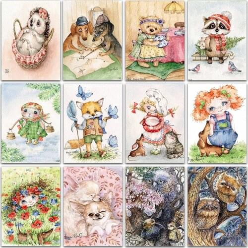 5D DIY Diamond Painting flowers animals girl Teddy bear Raccoon Full Square&Round mosaic embroidery Cross stitch home decor art