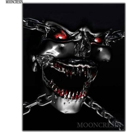 5D Diy Diamond Painting Cross Stitch Chain Locks Shark Needlework Diamond Embroidery Full Round Mosaic Decoration Resin Stickers