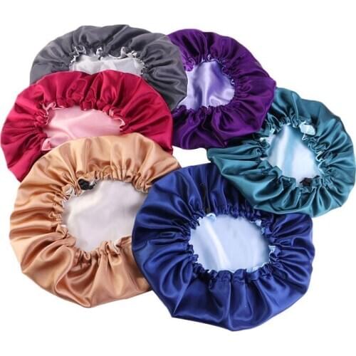 6pcs Reusable Home Bathroom Shower Cap Women Elastic Waterproof Shower Cap Dual Layer Thick Hair Cover Bathing Shower Cap