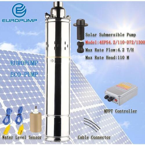 EUROPUMP MODEL(4EPS4.2/110-D72/1300) Dc Brushless Solar Submersible Pump 12v 24v 36v 48v solar Bore Well Submersible Water Pumps