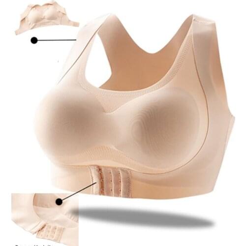 Humpback Corrected Seamless Latex Underwear Two-in-One Gathering Adjustable Front Buckle Underwireless Bra Women Bras
