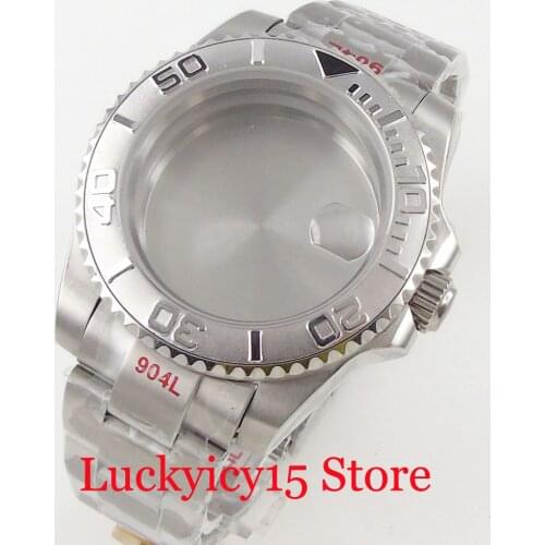 BLIGER Steel 40mm Automatic Watch Case Oyster Strap Sapphire Glass Solid Back Screwdown Down