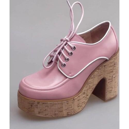 British fashion cow leather patchwork lace-up ankle boots genuine leather high Platform thick heels mixed color short boots