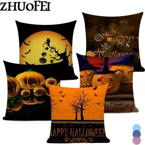 Halloween Decor Cushion Cover Pumpkin Printed Letter Pillow Cover 45x45cm Living Room Sofa Chair Seat Throw Pillowcase C0041