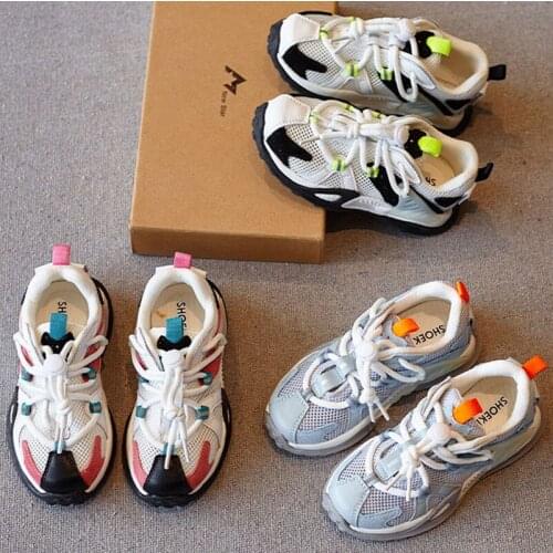 Childrens sports shoes 2021 spring new products girls boys net breathable all-match shoes soft sole casual kids net shoes