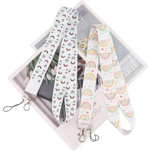 ER063 Rainbow Love Keychain Tags Strap Neck Lanyards For Keys ID Card Pass Gym Phone USB Badge Holder DIY Hang Rope