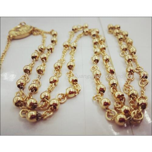 Hot Sale! New Mens/Womens Stainless Steel Gold color Rosary Chain Necklace & Womens Coat Chain Jewelry,Perfect Technology