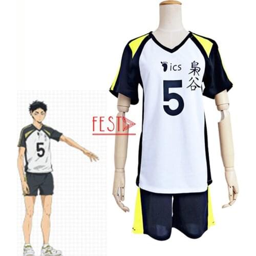 Haikyuu Cosplay Costume Fukurodani Academy Akaashi Keiji Volleyball Club Uniforms T-shirt Summer Sportswear No.5 Breathable Suit