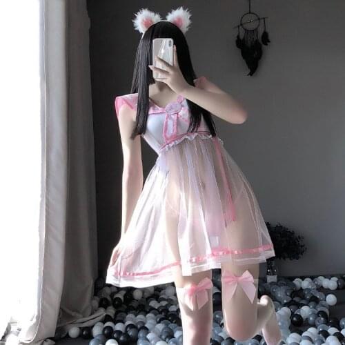 Kawaii Lingerie Cosplay Sexy Student Uniform Backless Dress Women Erotic Underwear Naughty Schoolgirl Sex Uniform Fantasy Outfit