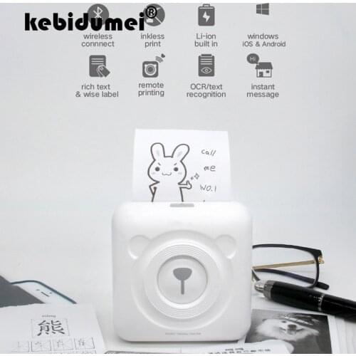 Kebidumei Portable Thermal Bluetooth Printer Mini Photo Pictures Printer For Android iOS Mobile Phone Printer 58mm