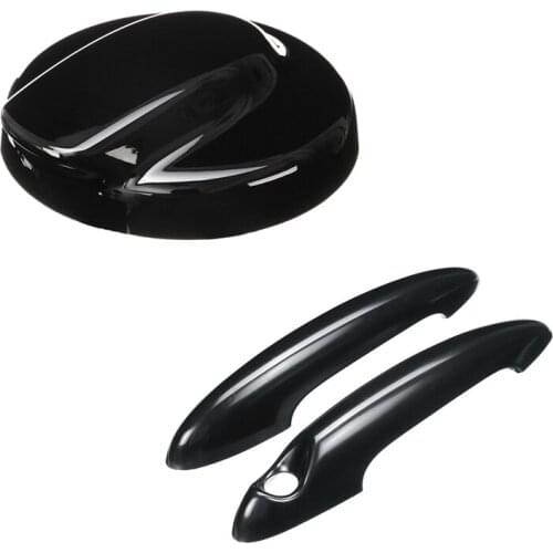 2Pcs ABS Black Door Handle Cover For MINI Cooper S R50 R53 R56 & 1Pcs Black Fuel Tank Cap Cover For BMW Mini Gen 2 R56 For Coope