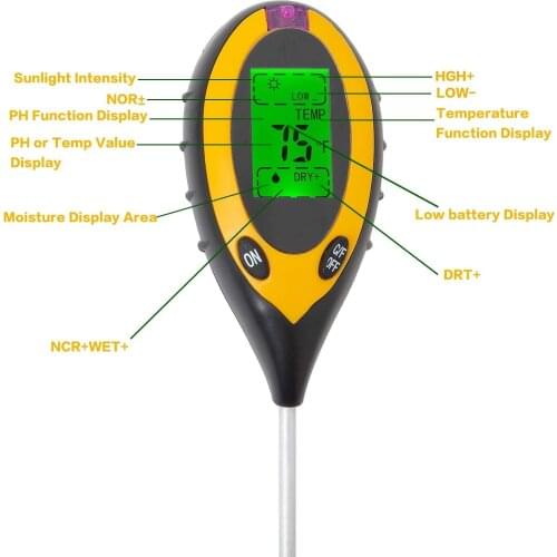 2021 4-in-1 Soil Test PH Moisture Meter Light Temperature Tester Garden Plant Flowers Soil Monitor Tool Multi-Functional Bonsai