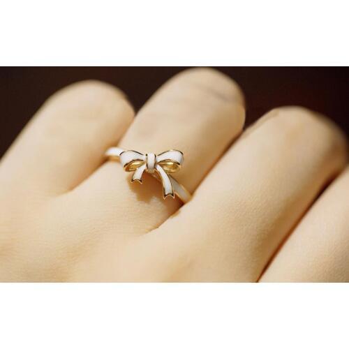 Fashion Austria Crystal Rings Gold Color Finger Bow Ring Wedding Engagement Cubic Zirconia Rings For Women Wholesale