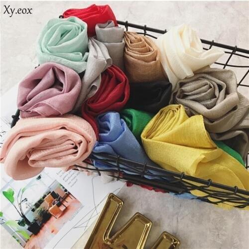 Fashion female scarf Tencel linen literary retro scarf summer sunscreen linen solid color shawl