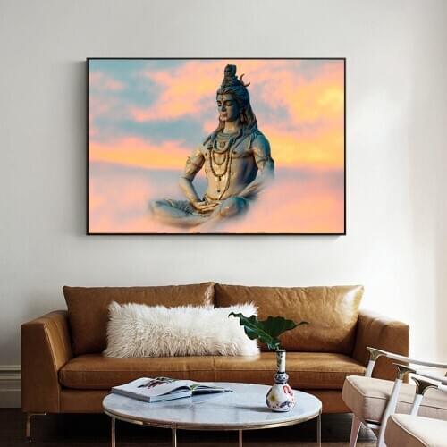 Lord Shiva Wall Art Canvas Paintings Hindu Gods Home Decorative Canvas Art Prints Hinduism Art Pictures for Living Room Cuadros