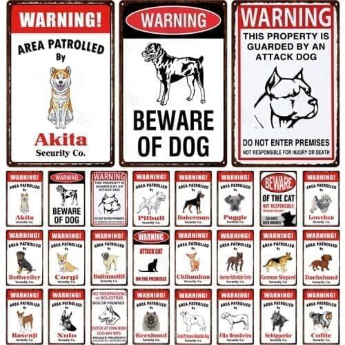 Beware Of Dog Sign Warning Metal Sign Guard Dog Sign Wall Decor Yard Sign No Trespassing Metal Dog Signs