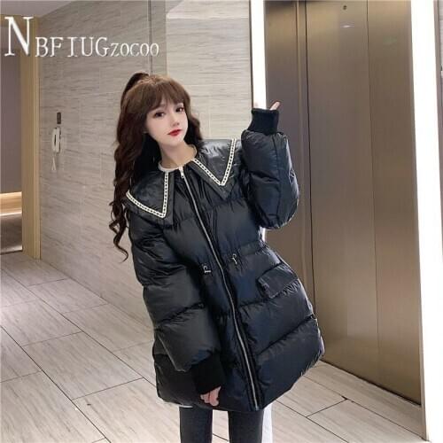 Plus Size Fat MM 2021 Winter New Women Parkas Loose Waist Drawstring Slim Female Overcoat