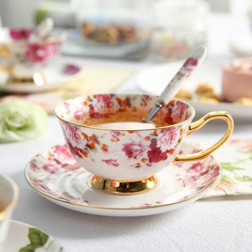 Pastoral Flower Bone China Coffee Set Luxury Porcelain Tea Set Ceramic Pot Creamer Sugar Bowl Teatime Teapot Tea Cup Coffeeware