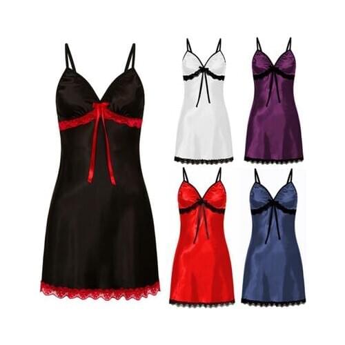 Hot Erotic Nightdress New Sex Underwear Sexy Backless Lingerie Womens Satin Silk Pajamas