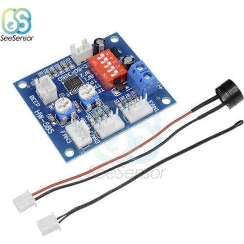 DC 12V PWM PC CPU Fan Temperature Control Speed Controller Module Temperature Probe Buzzer High-Temp Alarm Speed Control