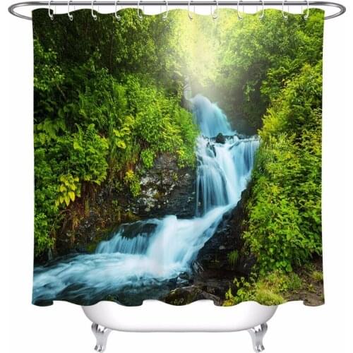 Nature Landscape Extra Long Shower Curtain Eco-Friendly Bathroom Mildew Resistant Waterproof Polyester Fabric for Bathtub Decor