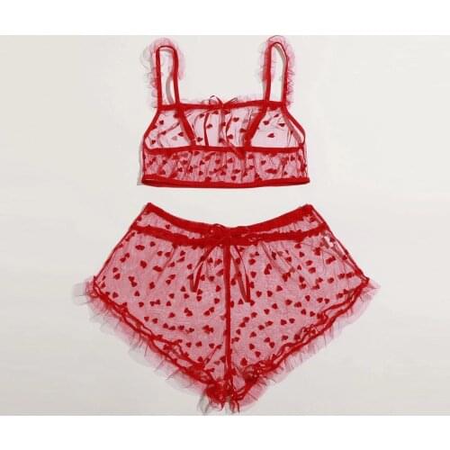 Embroidery Sexy Lace Lingerie Underwear Sleepwear Underwear Pajamas Satin Lingerie Push Up Brassiere Lace Stitching Underwear