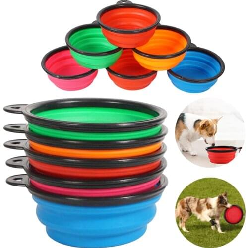 450ml Folding Silicone Dog Bowl Outdoor Travel Portable Water Bowl Pet Collapsible Food Container Pet Feeder Bowl