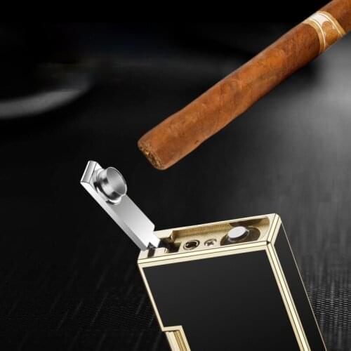 Sliding and Loud Sound Straight Into The Lighter Metal Inflatable with Cigar Cutter Mens Luxury Gift Smoking Accessories