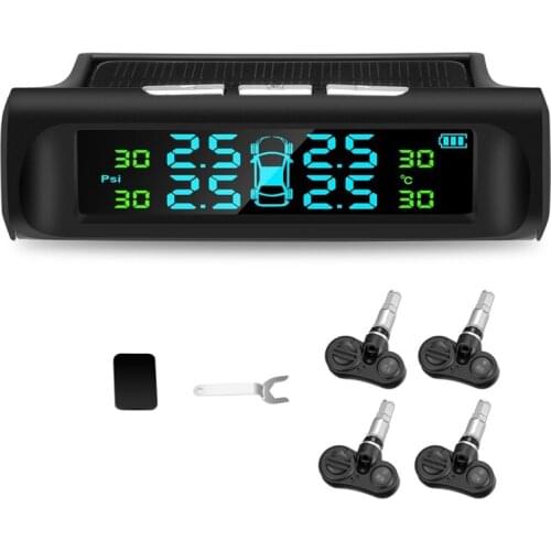 Solar Tpms Car Tire Pressure Alarm Monitoring System Automatic Alarm System Tire Pressure Temperature Warning