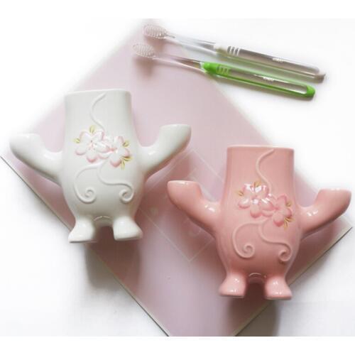 AIMS Sakura glaze embossed couple toothbrush rack rack