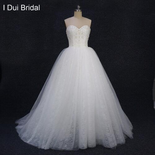 Sweetheart Pearl Beaded Ball Gown Wedding Dresses Real Photo High Quality Factory Custom Made Tolli