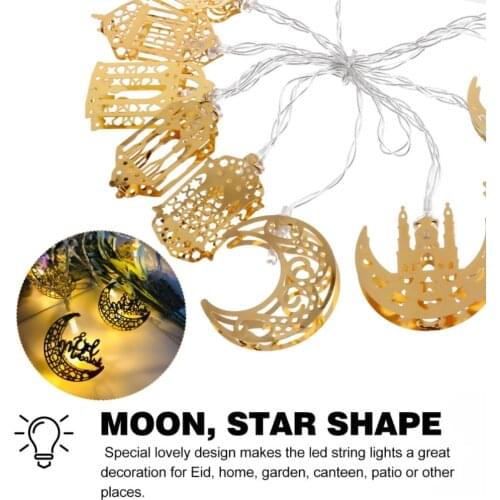 LED String Light Islam Eid Party Supplies Night Light LED Moon Star Lamp for Home Festival Party Decoration