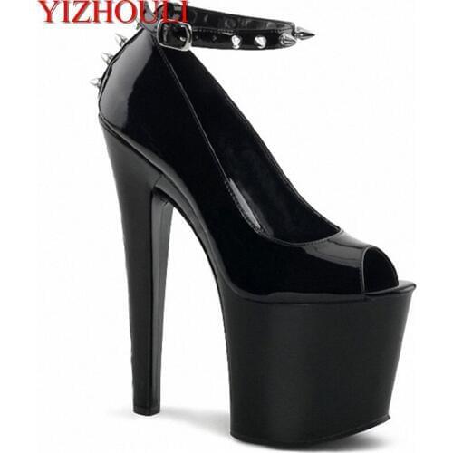 Handsome wading fish beak single shoes 17cm high heels hate sky high water platform shoes artificial leather small shoes