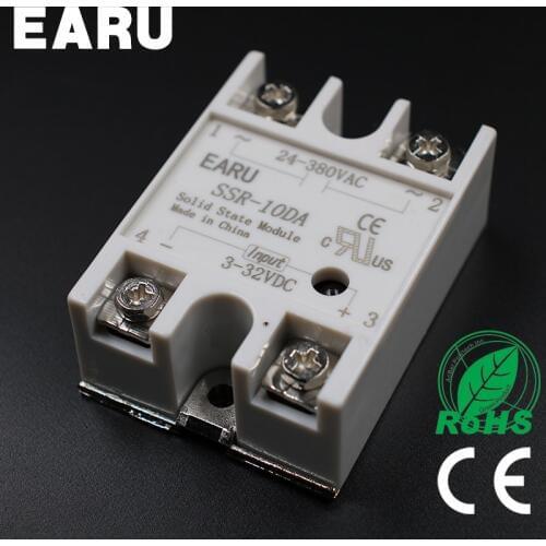 SSR-10DA SSR 10A Solid State Relay Module 3-32V DC TO 24-380V AC SSR 10DA Temperature Controller Industry Plastic Cover Case