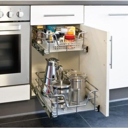 Pull Out Storage Rack Basket Kitchen Slide Cabinet Stainless Steel Organizer Drawer Baskets Holder Household Home Kitchen HWC