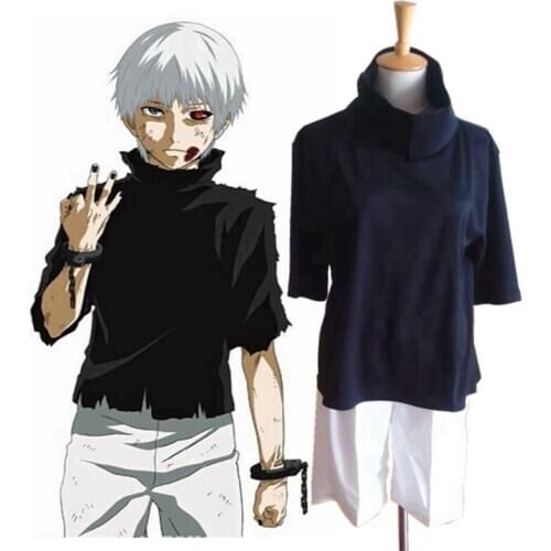 Japanese Anime Tokyo Ghoul Cosplay Costumes Kaneki Ken Cosplay Costumes Jackets Black Fight Uniform Full Set With Mask wig