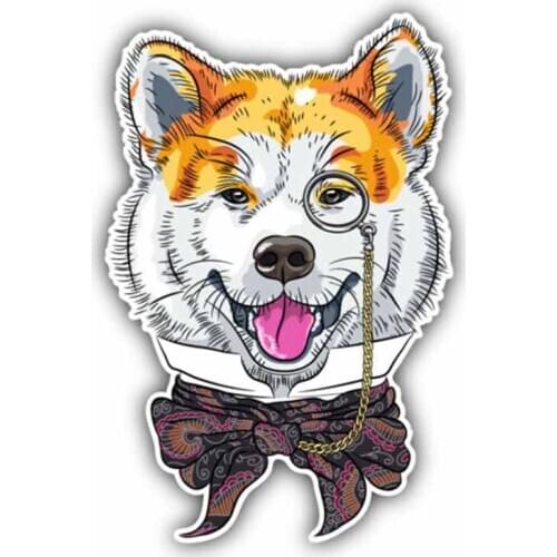 Funny Wear Glasses Akita Inu Dog Car Stickers Accessories Motorcycle Cover Scratches Waterproof PVC 15cm*10cm