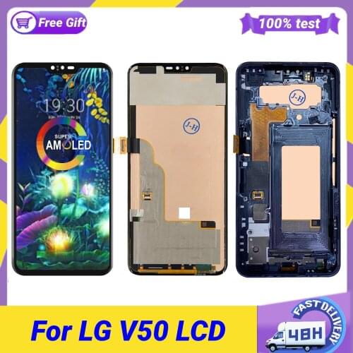 AMOLED For LG V50 ThinQ LCD Display Touch Screen Digitizer Assembly Replacement Accessory For LG V50 6.40" With Frame