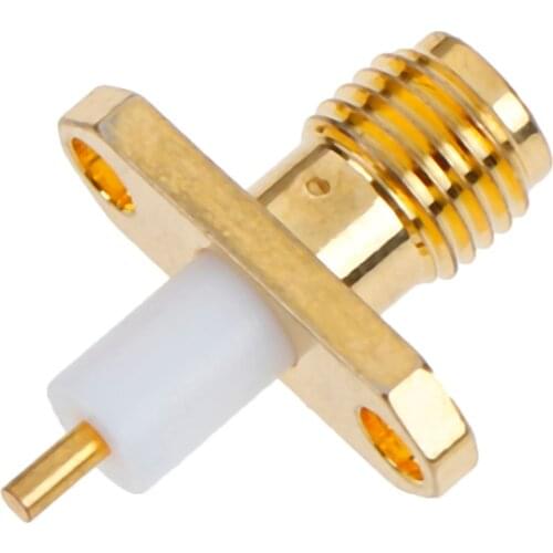 1Pcs Brass SMA Female Jack Socket Chassis PTFE W/2 Holes Flange Panel RF Connector