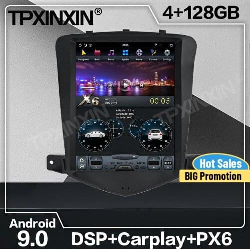 128G Tesla Screen Carplay Android 9 Car Radio 2 Din Stereo Receiver For Chevrolet Cruze 2008 2009 2010 2011 2012 GPS Audio Unit