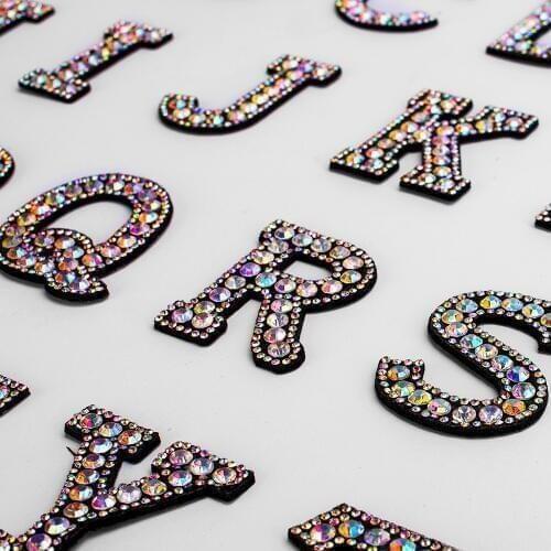 26pcs A-Z Rhinestone English Alphabet Letter Applique 3D Iron On letters Patch For Clothing Badge Paste For Clothes Bag Shoes