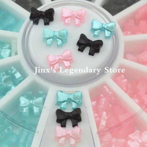 3 colors 3D nail art Acrylic decorations DIY Beauty Pearl Bow Tie Rhinestone Wheel Nail Tools PInk black Blue