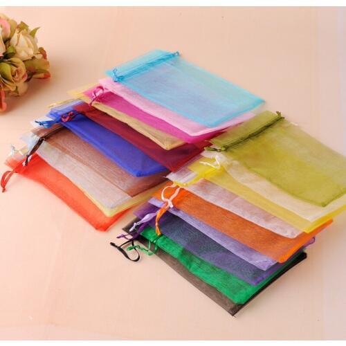 50pcs 7x9cm 9x12cm 10x15cm 13x18cm 15x20cm Transparent Organza Bags Wedding Candy Box Packaging Birthday Party Gift Box Wrapping