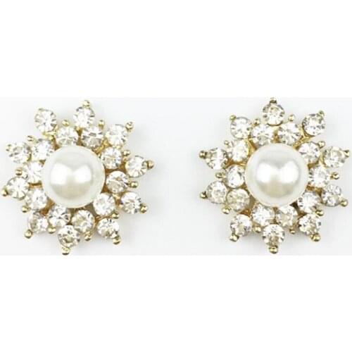 50pcs Snowflake Flower Pearl Brooch Decor Charm Jewelry Strass Crystal Rhinestone Buckle Wedding Brides Hairpin Invitations