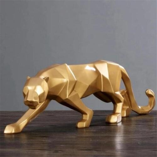 Home Decoration Accessories Leopard Statue Figurine Modern Abstract Resin Ornament